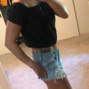 Express Sexy Little Black Crop Top